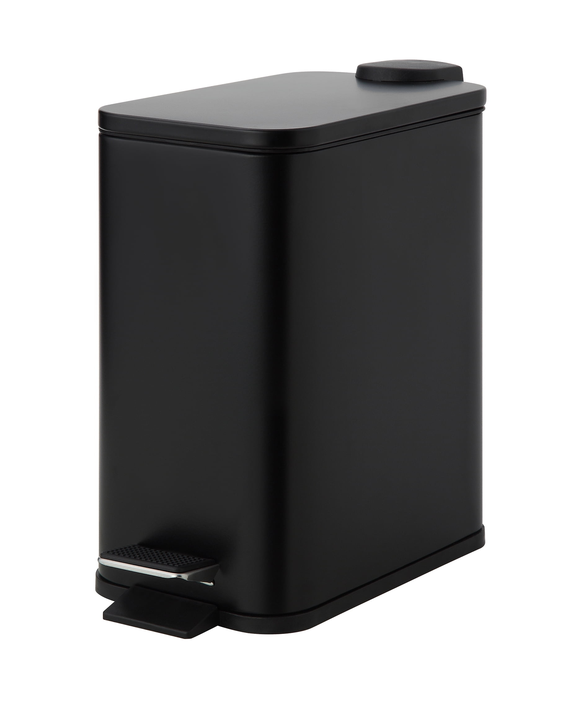 SunnyPoint Rectangle 1.32 Gallon Wastebasket with Plastic Inner Buckets; Black, Metal.