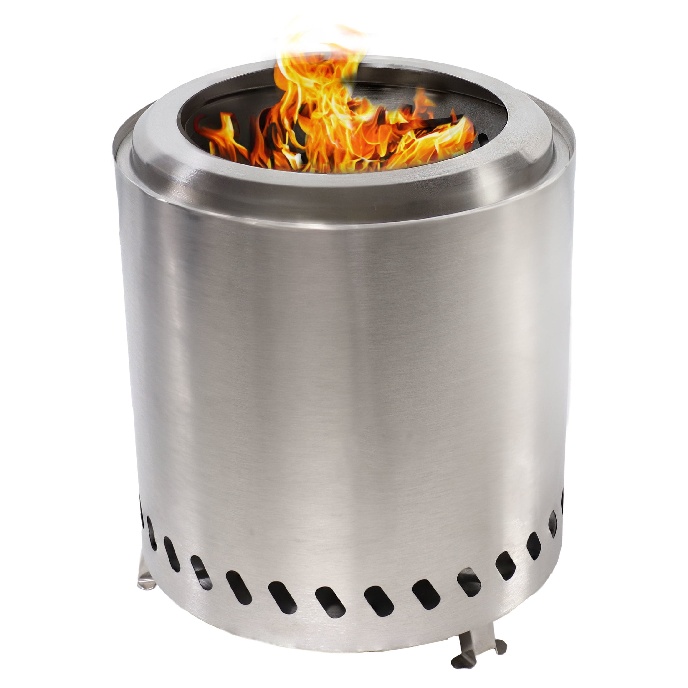 Sunnydaze 9.5" Round Wood-Burning Silver Finish Stainless Steel Tabletop Smokeless Fire Pit