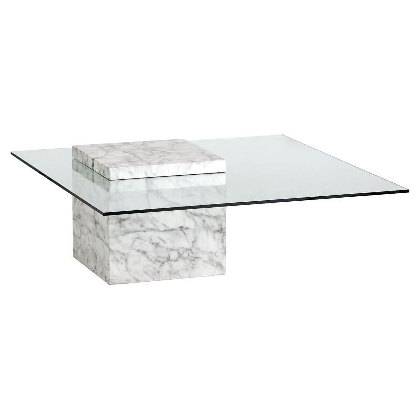 Sunpan Gail 39.5" Modern Tempered Glass Coffee Table in White