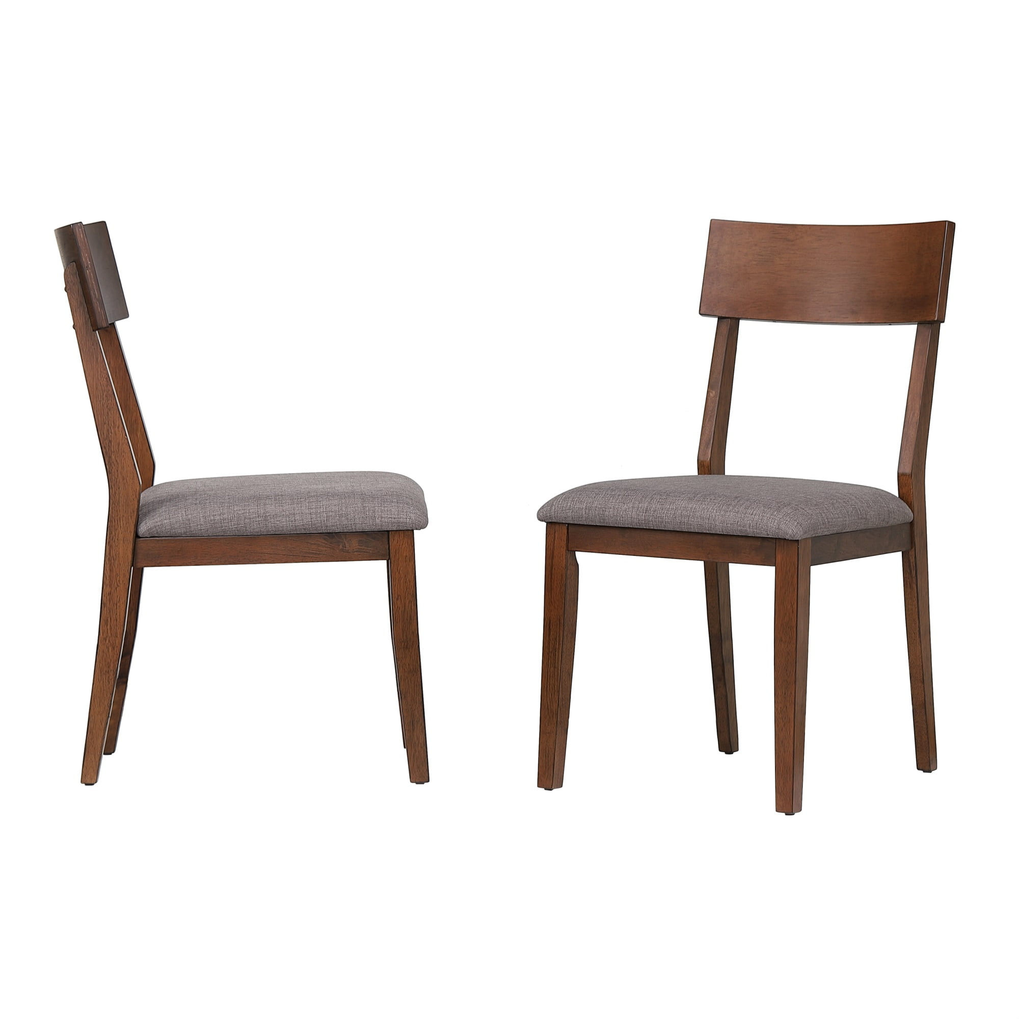 Sunset Trading 34.25 x 19 x 25 in. Mid Century Dining Chair with Padded Performance Fabric Seat Danish Walnut - Set of 2