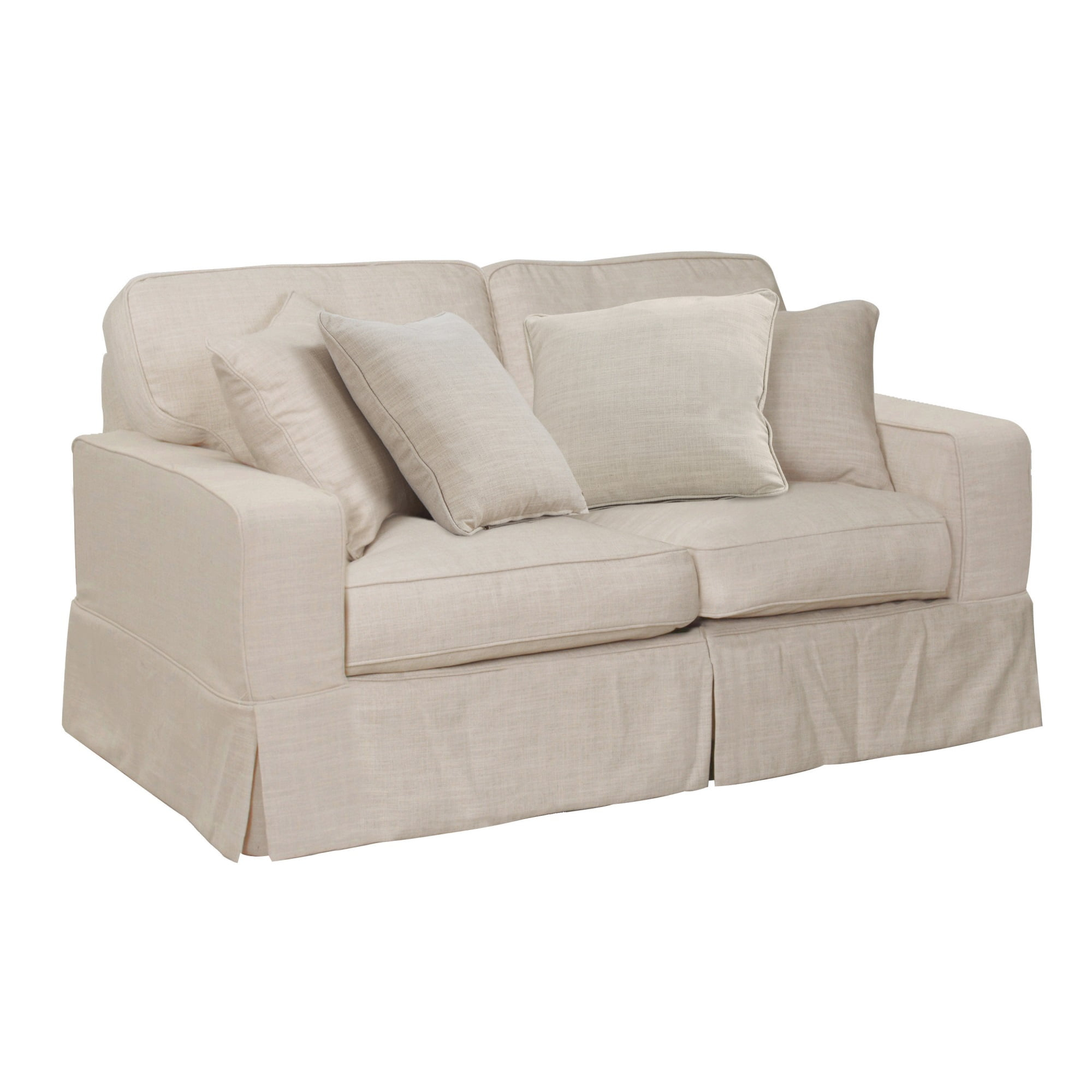 Sunset Trading Americana Fabric Slipcover for Track Arm Loveseat in Linen Gray