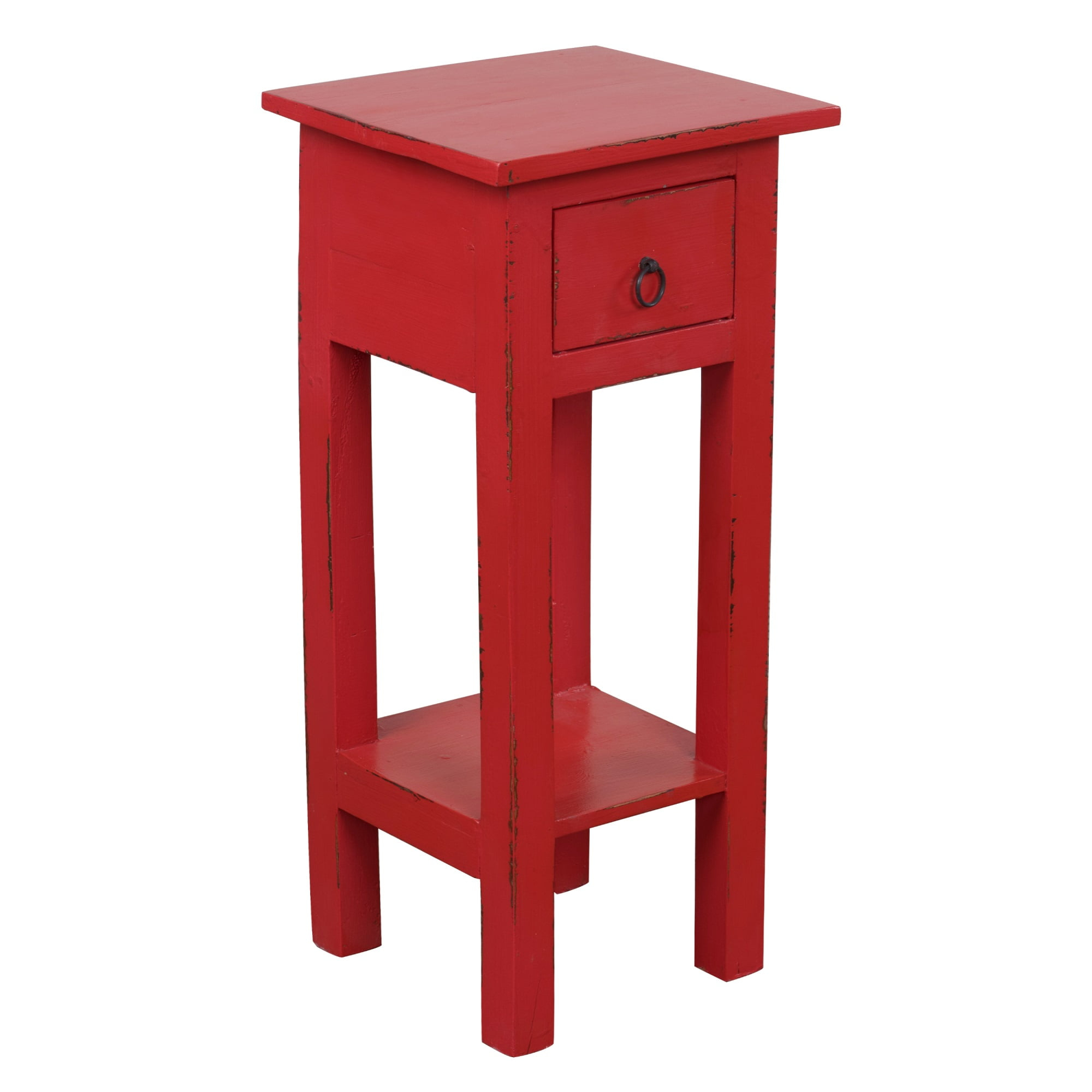 Sunset Trading Cottage Narrow Wood Side Table in Distressed Antique Red