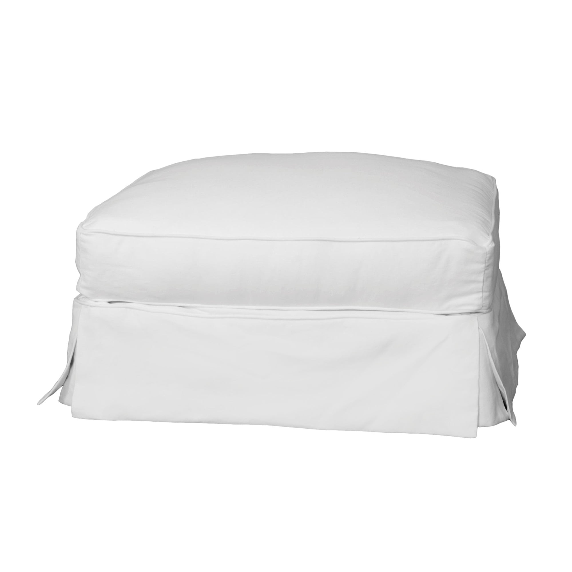Sunset Trading Americana Cotton Slipcover for Rectangular Ottoman in Warm White