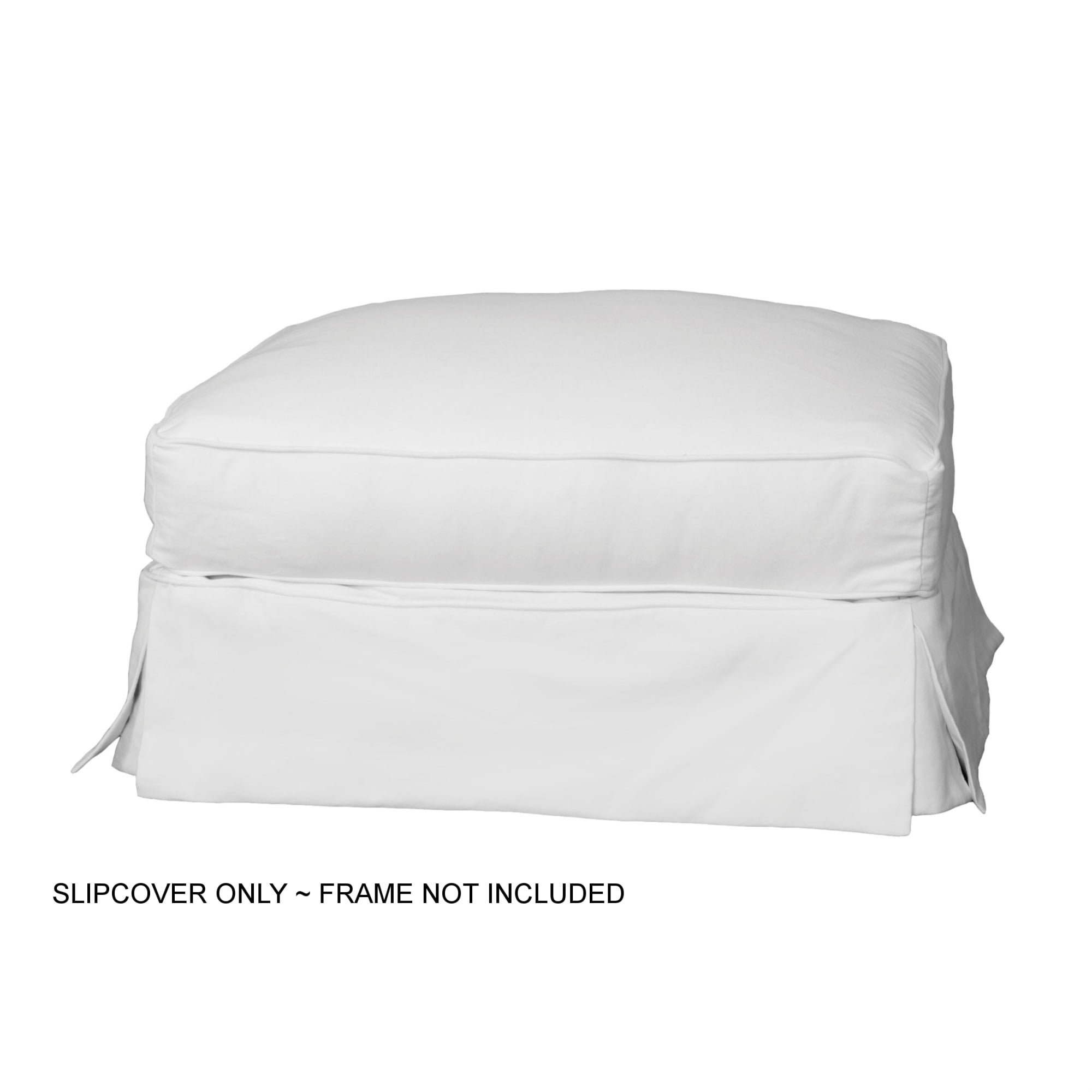 Sunset Trading Americana Cotton Slipcover for Rectangular Ottoman in Warm White
