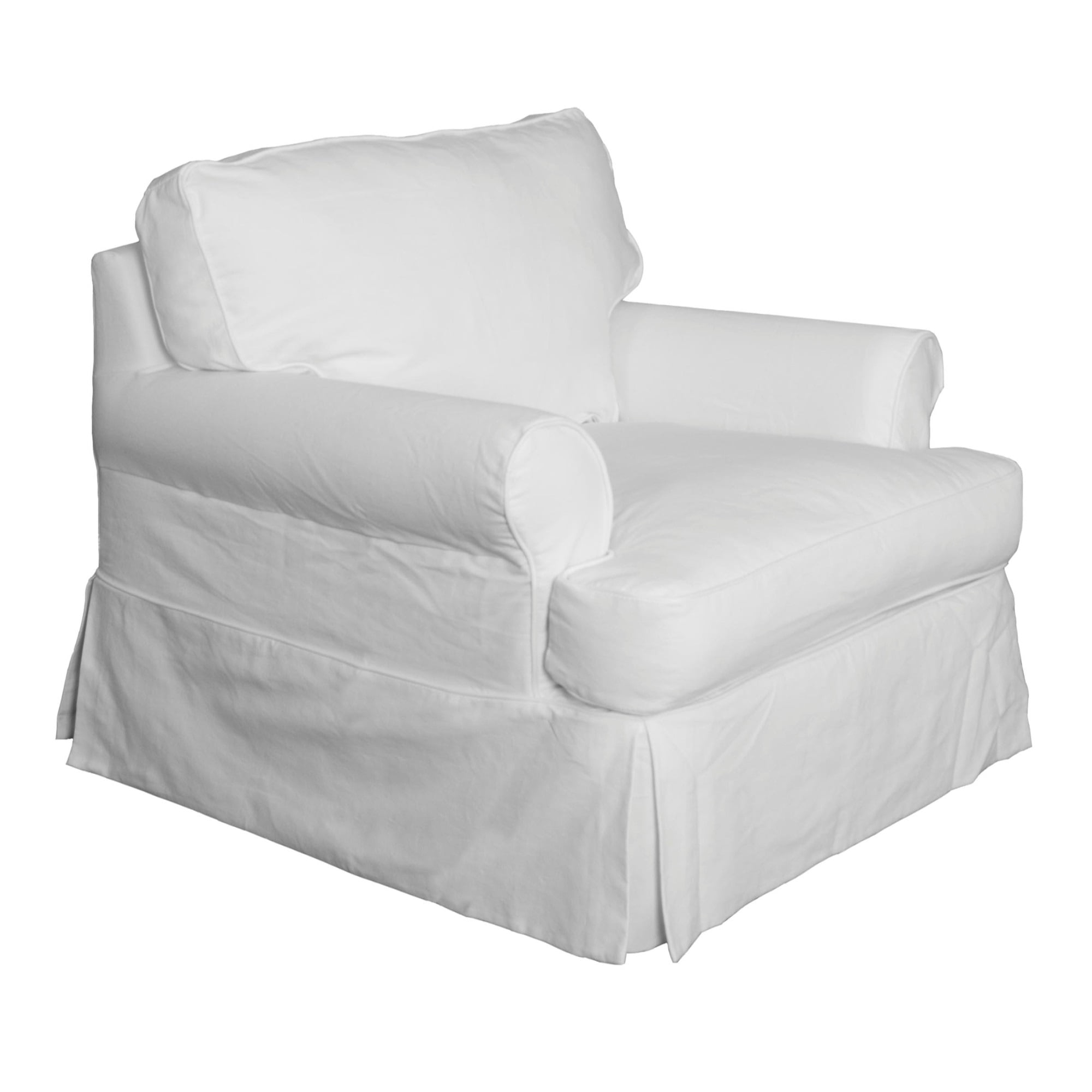 Sunset Trading Horizon Cotton Slipcover for T-Cushion Chair in Warm White