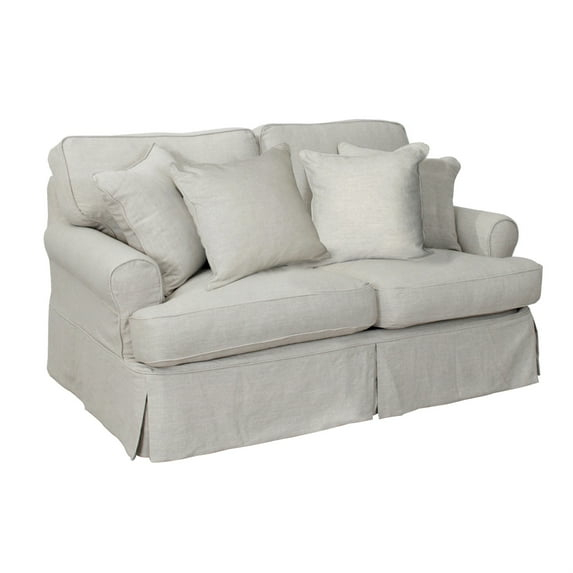 Sunset Trading Horizon Fabric Slipcover for T-Cushion Loveseat in Light Gray