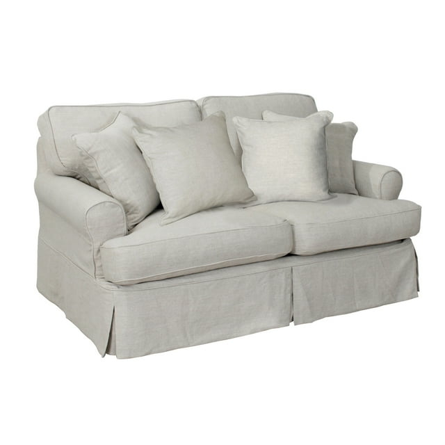 Sunset Trading Horizon Fabric Slipcover for T-Cushion Loveseat in Light Gray