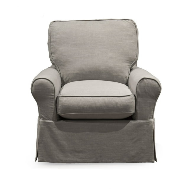 Sunset Trading Horizon Fabric Slipcovered Swivel Rocking Chair in Light Gray