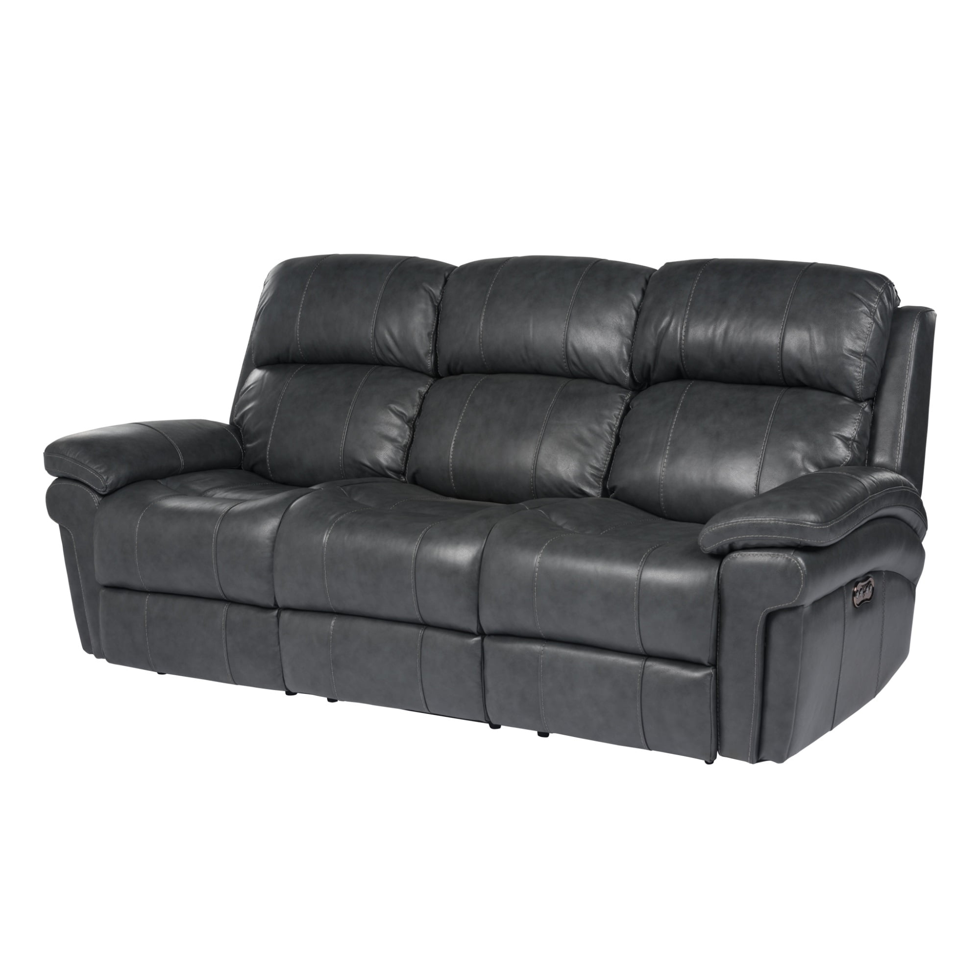 Sunset Trading Luxe Leather Reclining Sofa with Power Headrest in Gray