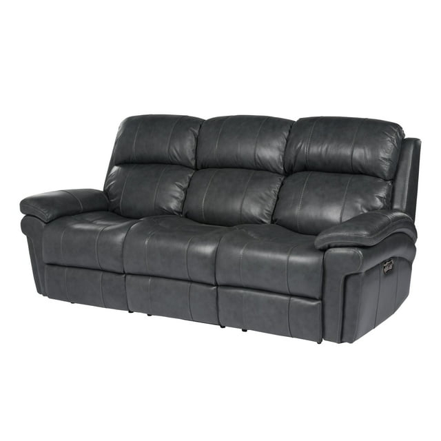 Sunset Trading Luxe Leather Reclining Sofa with Power Headrest in Gray