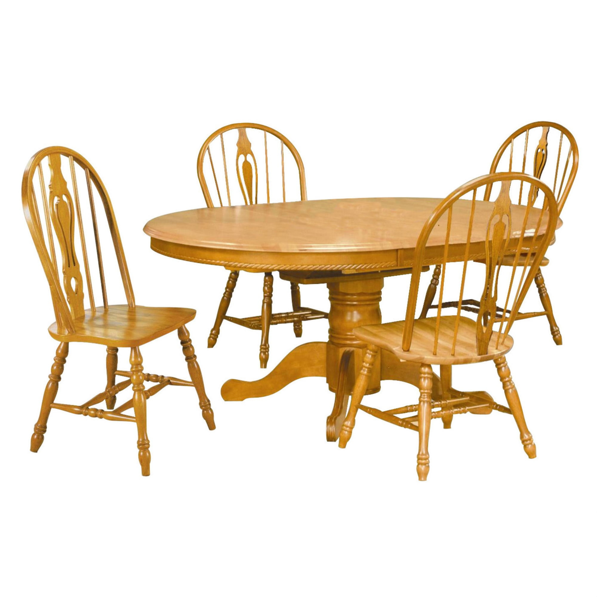 Sunset Trading Oak Selections 5PC 48" Round/Oval Butterfly Dining Table Set Wood