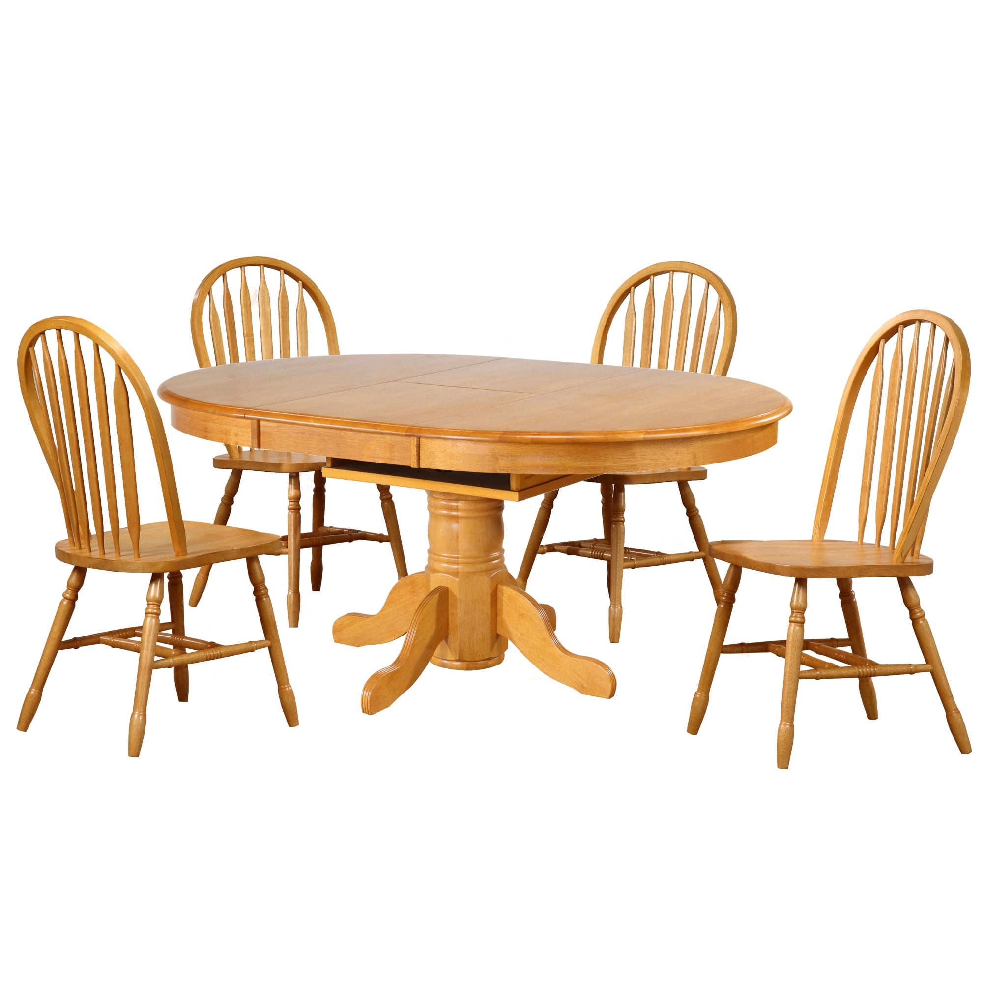 Sunset Trading Oak Selections 5 Piece 66" Oval Extendable Pedestal Dining Set