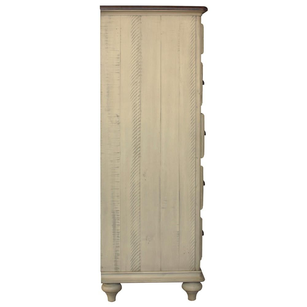 Sunset Trading Shades of Sand Wood 6-Drawer Bedroom Chest in Cream Puff/Walnut