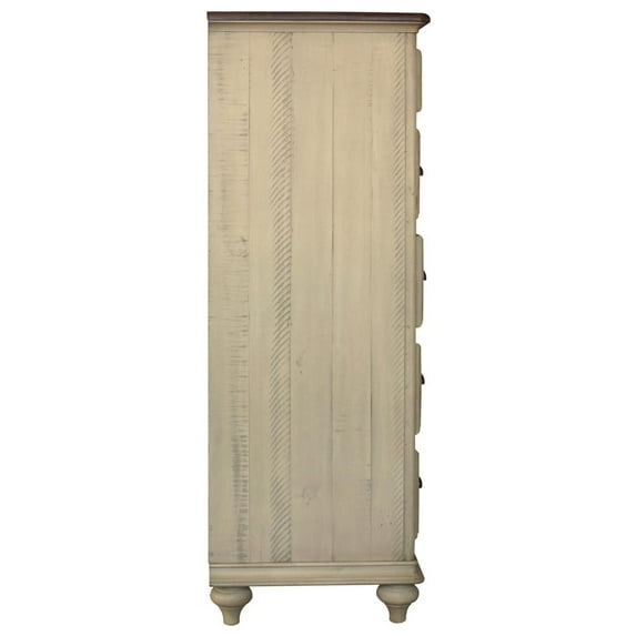 Sunset Trading Shades of Sand Wood 6-Drawer Bedroom Chest in Cream Puff/Walnut