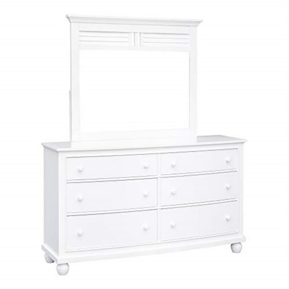 Sunset Trading Shutter Coastal Wood Dresser with Mirror in White