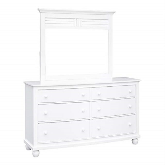 Sunset Trading Shutter Coastal Wood Dresser with Mirror in White