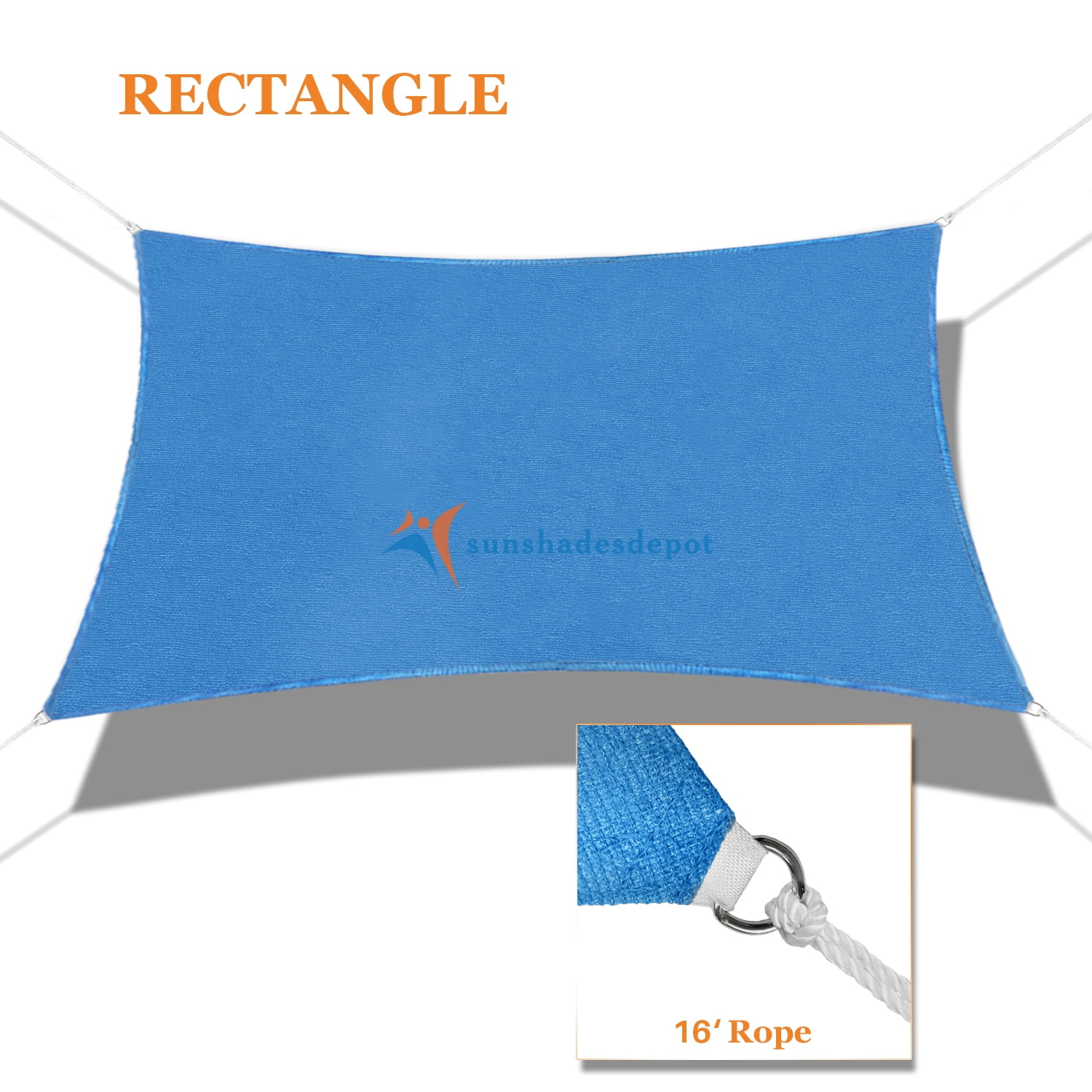 Sunshades Depot 8' x 12' Sun Shade Sail Rectangle Permeable Canopy Blue Custom Size Available Commercial Standard