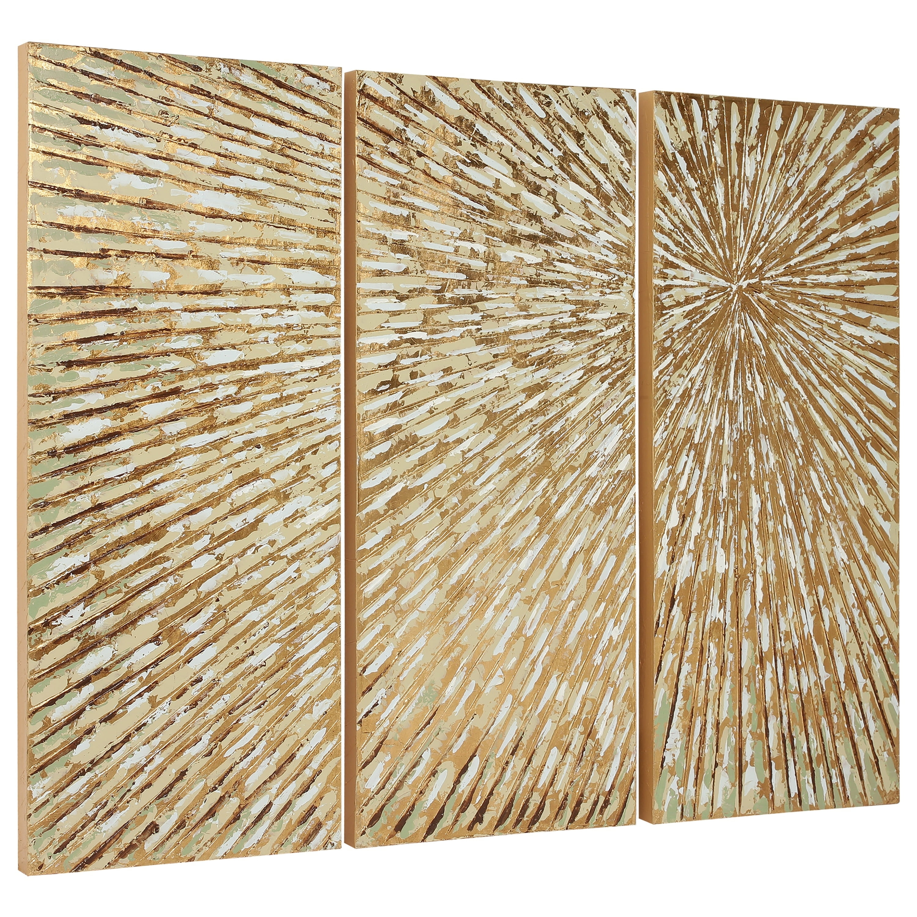 Sunshine Abstract Hand Painted Canvas Wall Art, Set of 3, by Martin Edwards, 48 " x 20 " each.