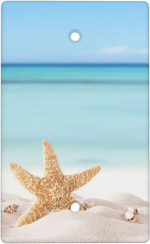 Sunyuer Sea Starfish Beach Decorative Wall Plate, 1 Gang Single Blank Outlet Cover Decorative Switch Plate for Kitchen Bathroom Bedroom, 4.5x2.76 Inch