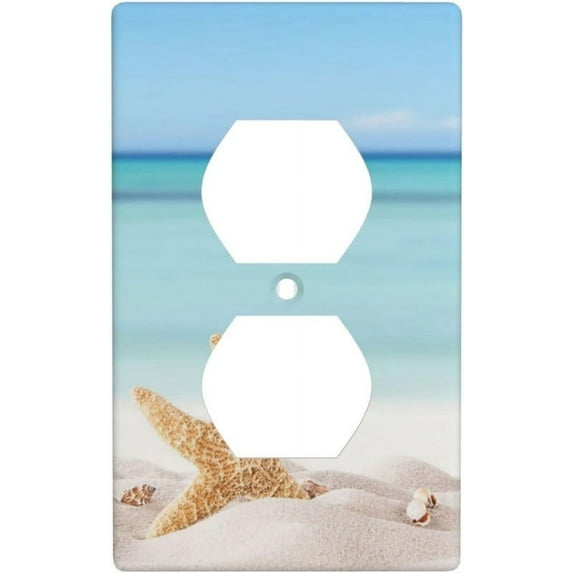 Sunyuer Sea Starfish Beach Decorative Wall Plate, 1 Gang Single Duplex Outlet Cover Decorative Switch Plate for Kitchen Bathroom Bedroom, 4.5x2.76 Inch