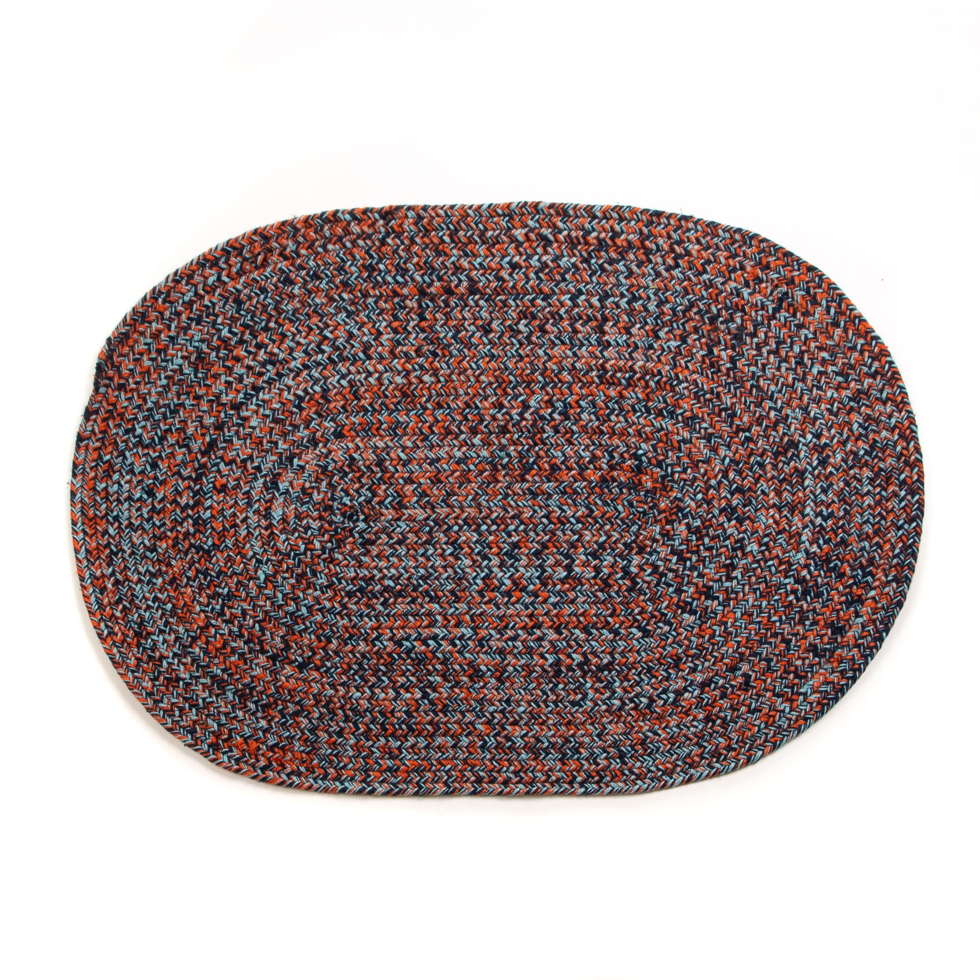 Super Area Rugs Farmhouse Braided Rug Navy, Light Blue, Red 2' x 3' 2' x 3' Navy