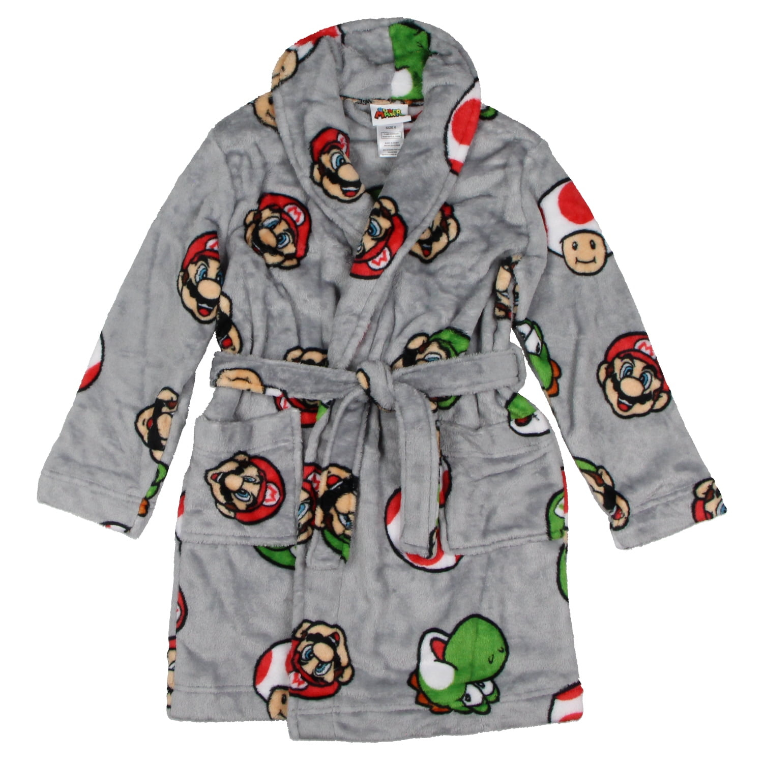 Nintendo Boys' Super Mario Yoshi and Super Mushroom Kids Fleece Robe (6)