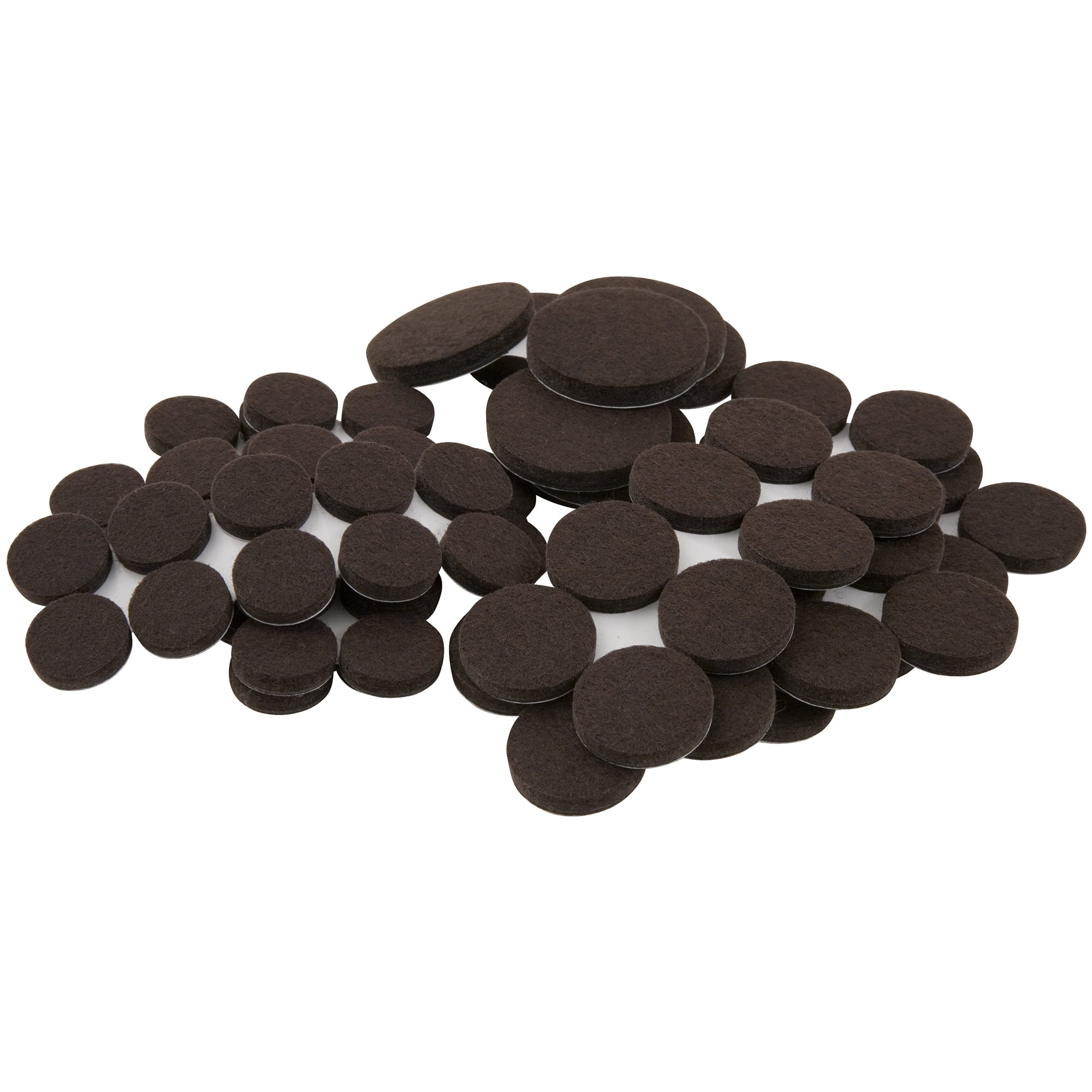 Super Sliders Assorted Round Self Stick Felt Furniture Pads Brown, 80 Pack