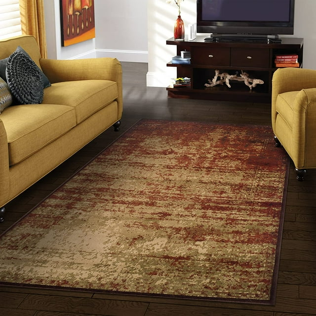 Superior Afton Acid Wash Modern Indoor Area Rug, Auburn, 4' x 6'