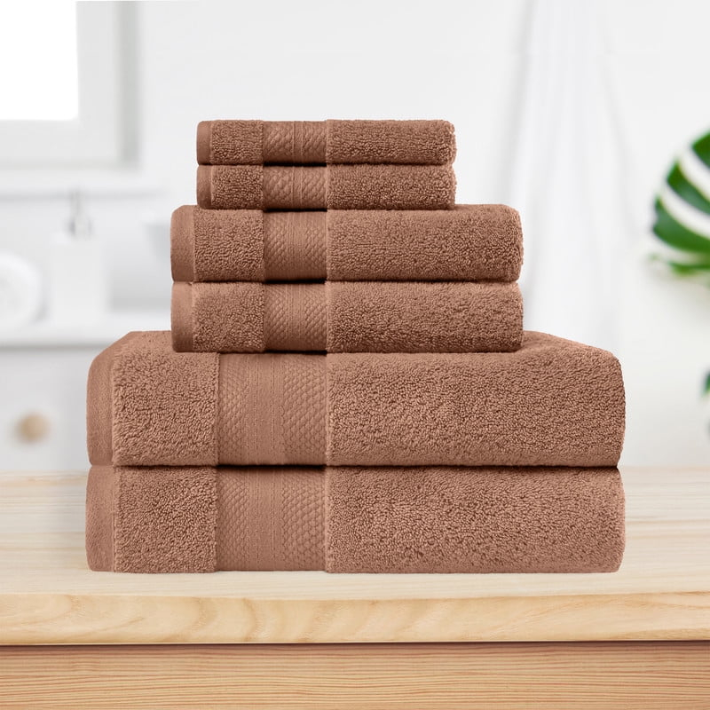 Superior Aria Turkish Cotton Solid Heavyweight 6-Piece Taupe Towel Set