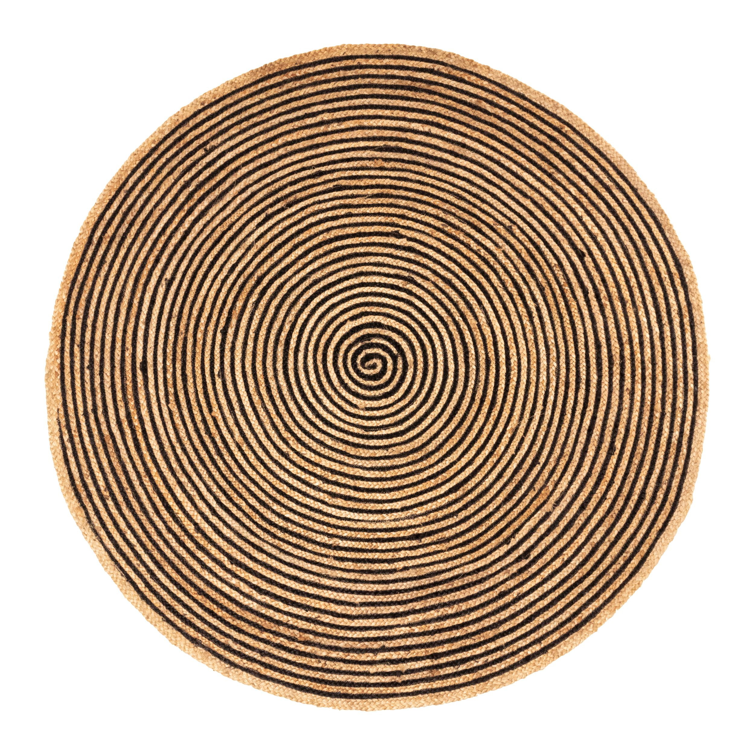 Superior Braided Jute Handwoven Indoor Outdoor Area Rug, 10' Round, Black
