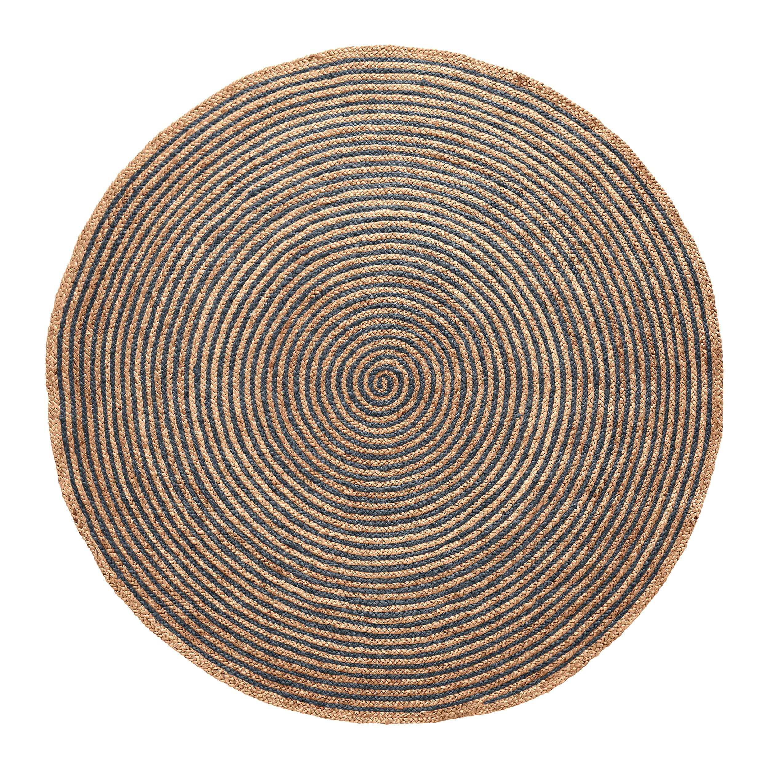 Superior Braided Jute Handwoven Indoor Outdoor Area Rug, 8' Round, Navy Blue