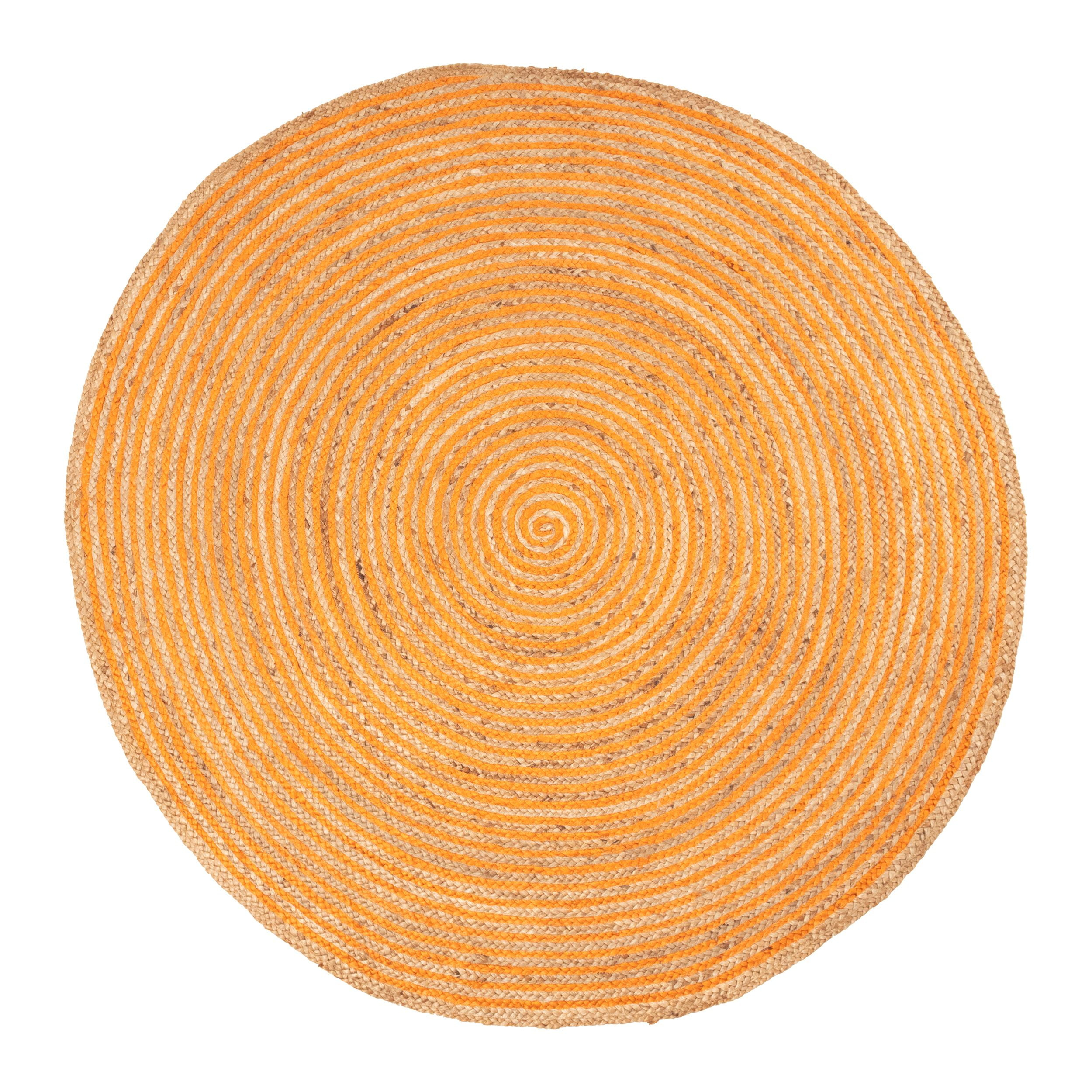 Superior Braided Jute Handwoven Indoor Outdoor Area Rug, 10' Round, Orange