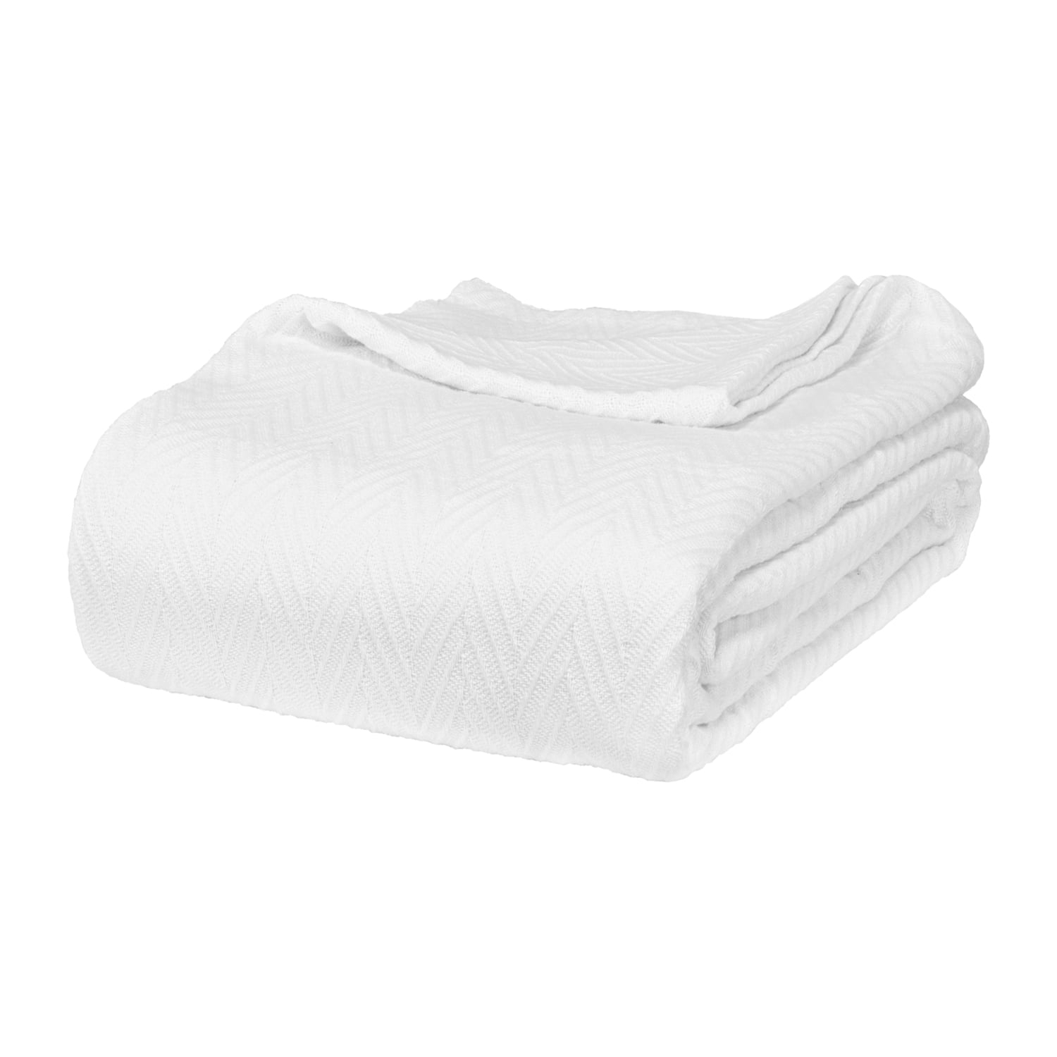 Superior Dobbyweave Knit Cotton Blanket, All Season Bed Blanket, Full/Queen 88" x 100", White