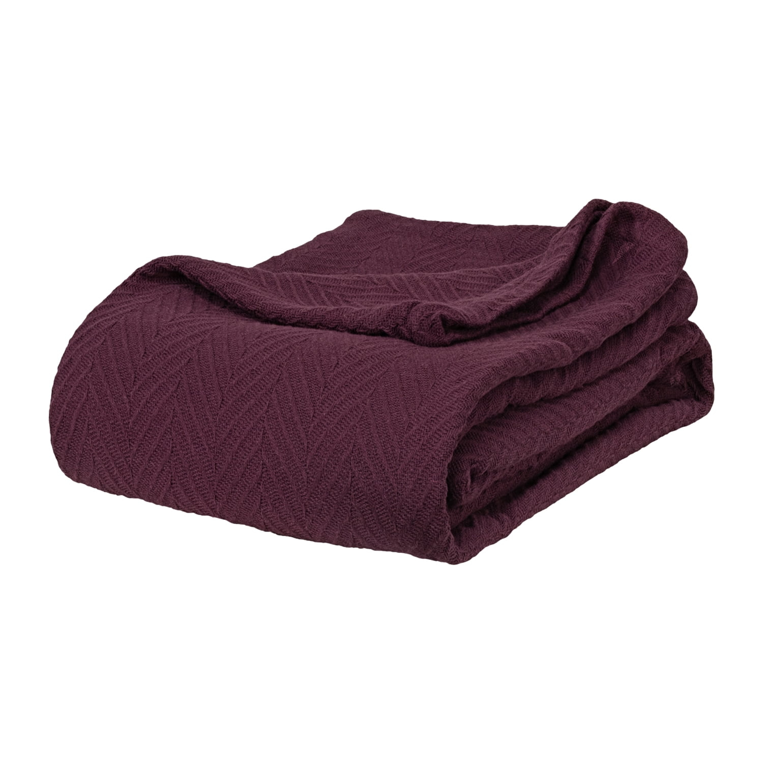 Superior Dobbyweave Knit Cotton Blanket, All Season Breathable Bed Blanket, Twin 66" x 90", Plum