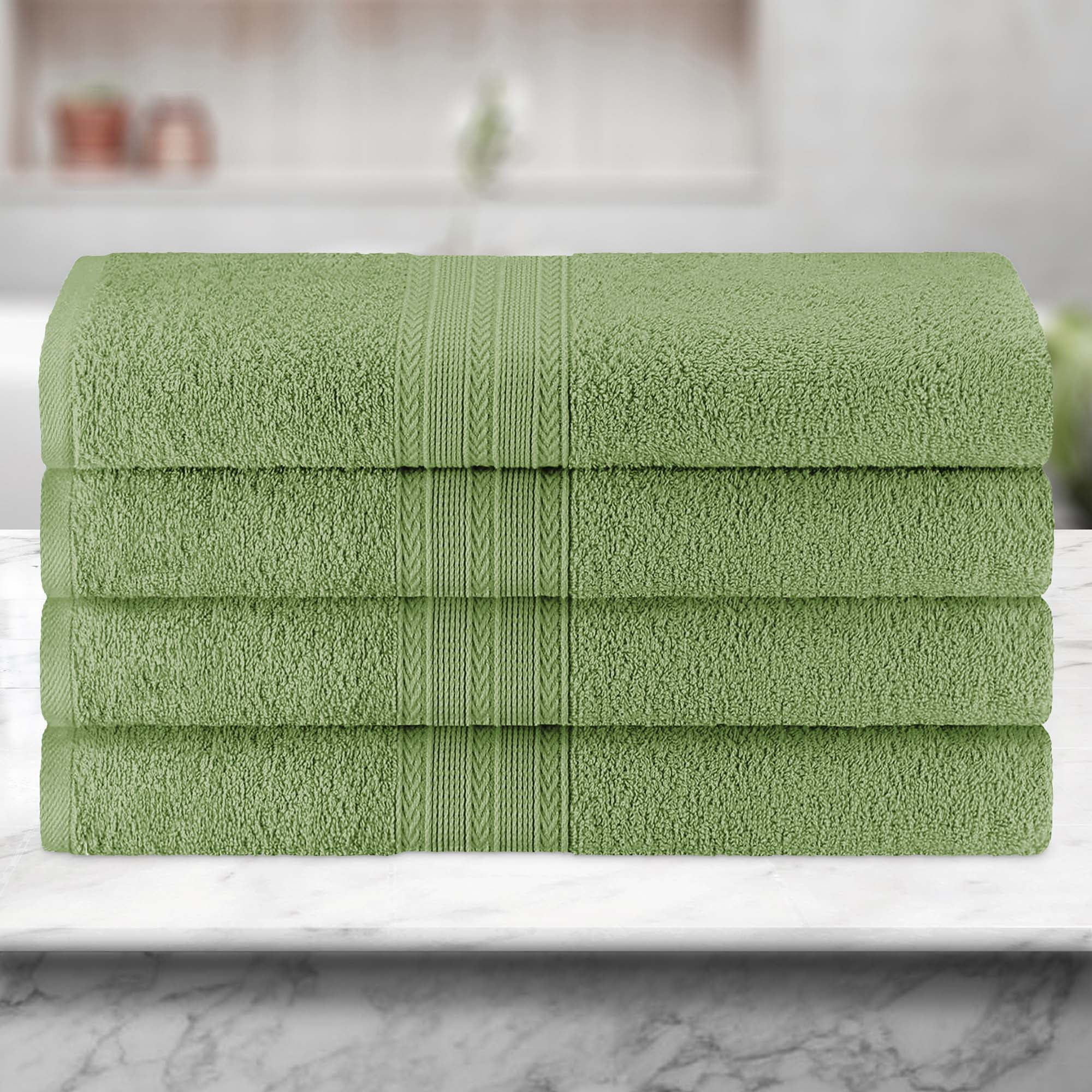 Superior Eco-Friendly Cotton 4-Piece, Terrace Green, Bath Towel Set