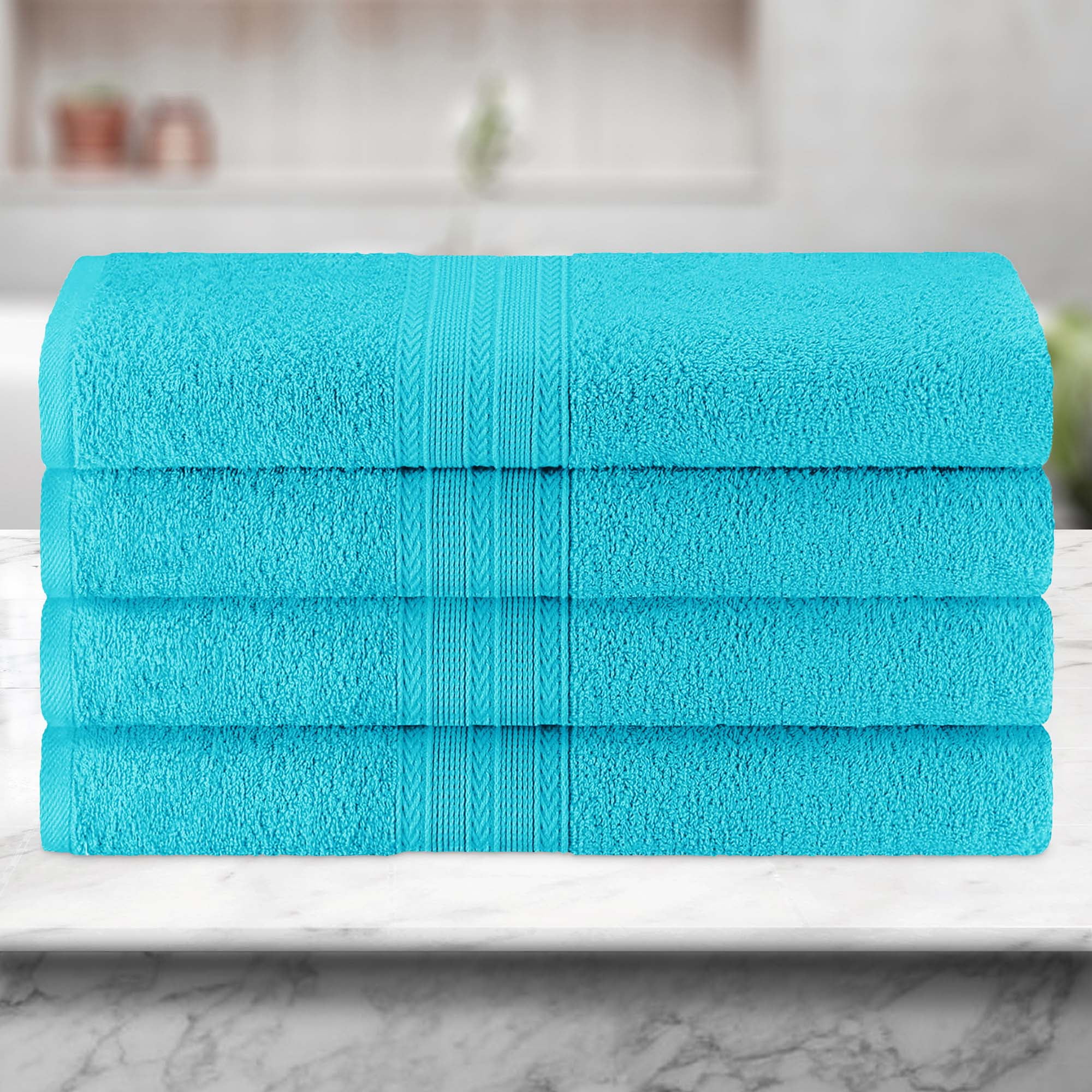 Superior Eco-Friendly Cotton 4-Piece, Turquoise, Bath Towel Set