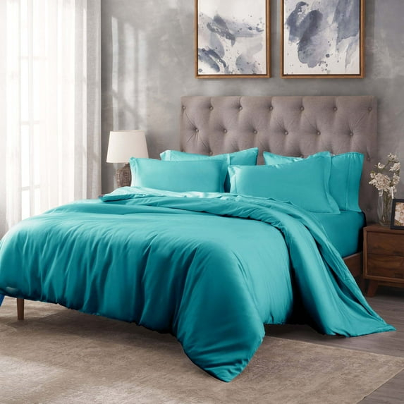 Superior Egyptian Cotton 400 Thread Count Duvet Cover Set, Full/Queen, Teal