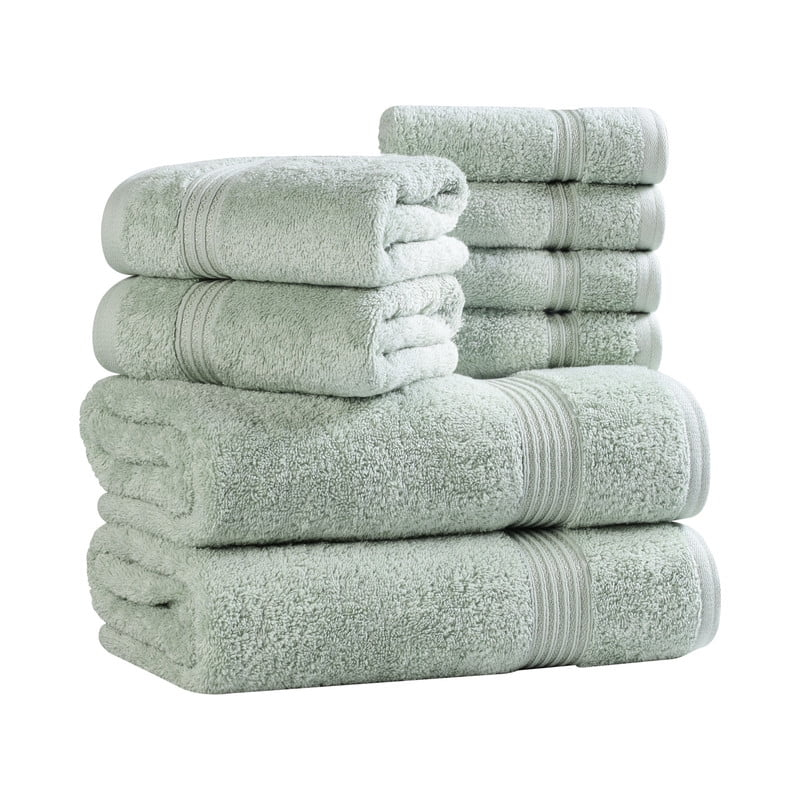 Superior Egyptian Cotton Absorbent 8-Piece Sage Towel Set