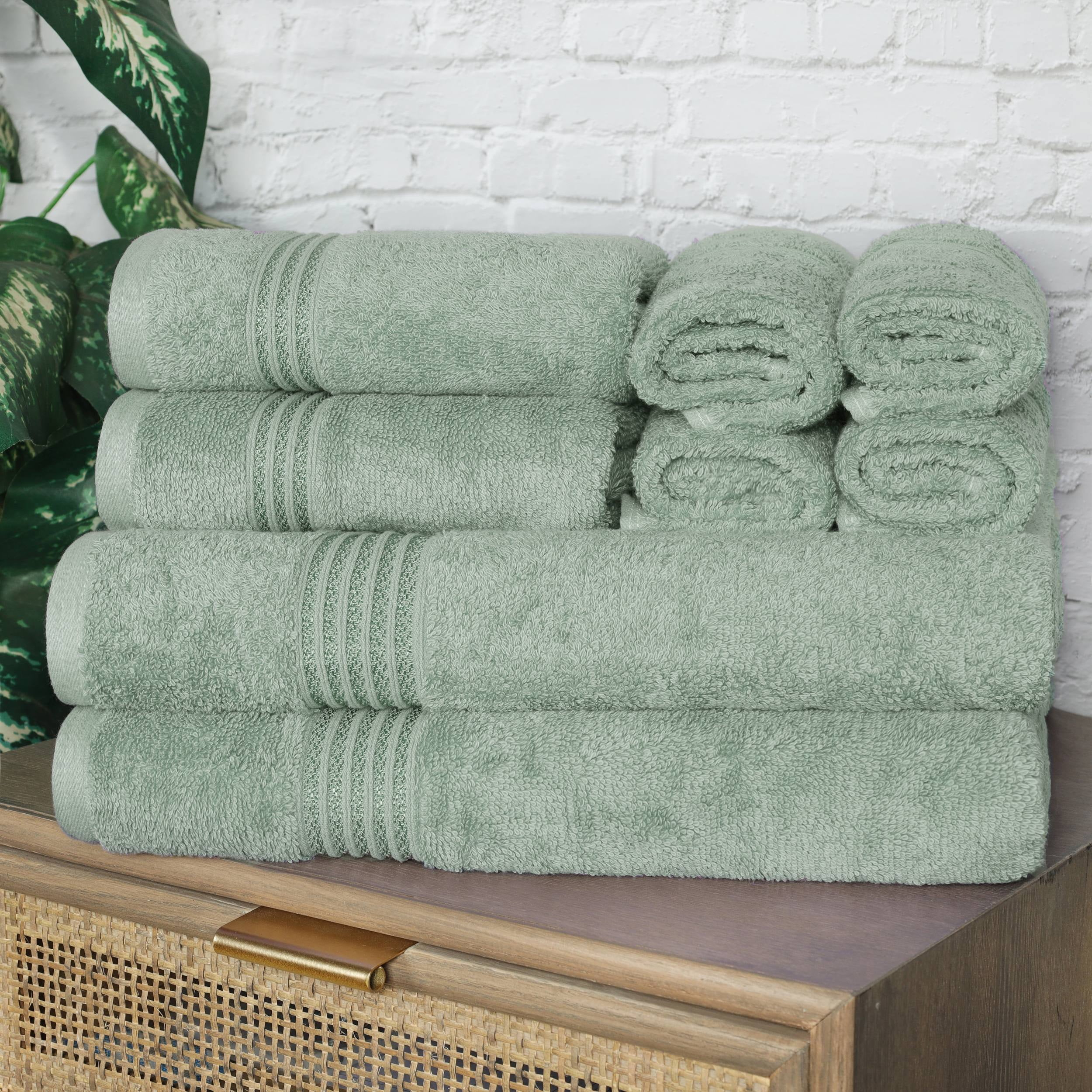 Superior Egyptian Cotton Absorbent 8-Piece Sage Towel Set
