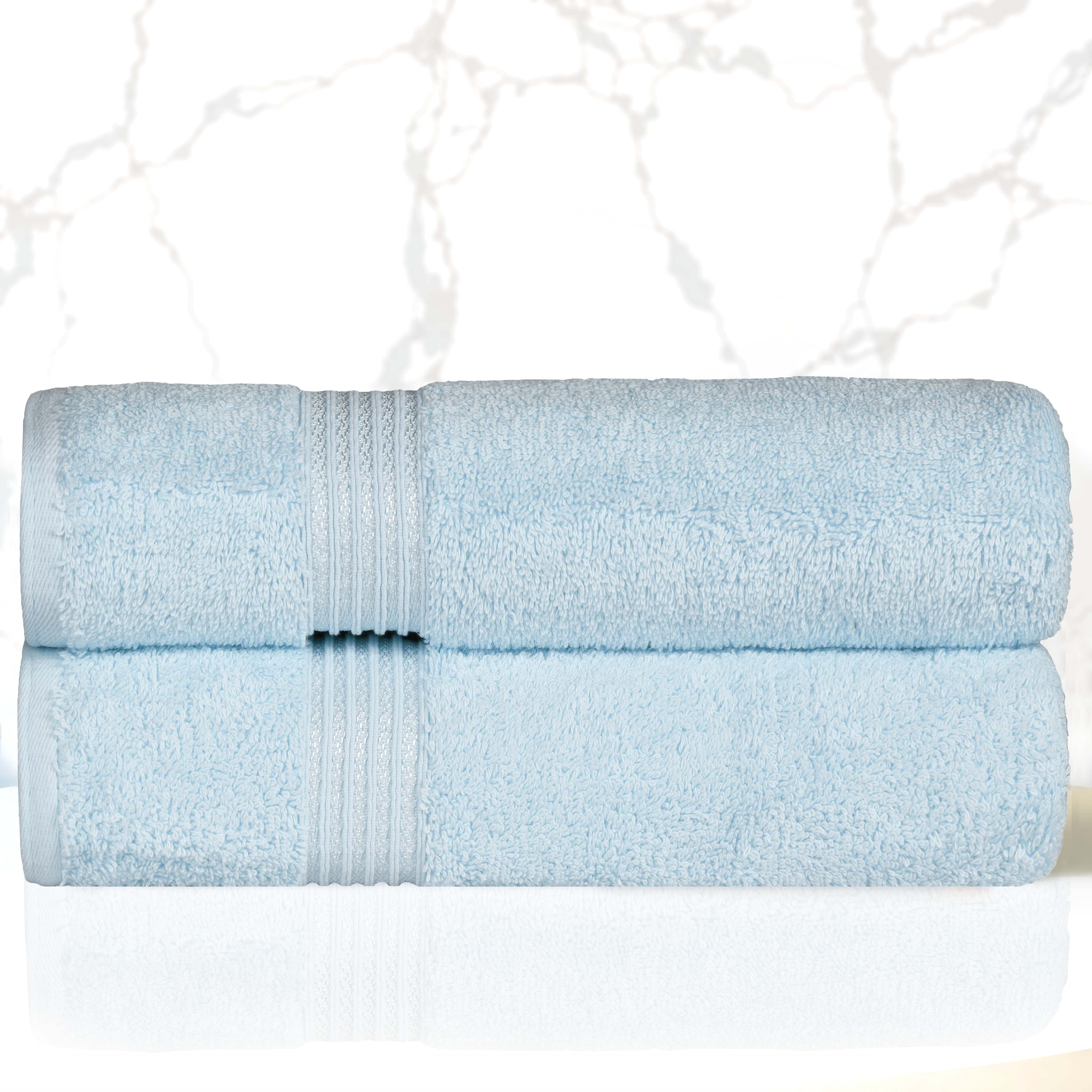 Superior Egyptian Cotton Absorbent Light Blue Bath Towel Set of 2