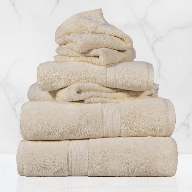Superior 800 GSM Egyptian Cotton 6-Piece Heavyweight Towel Set, Cream