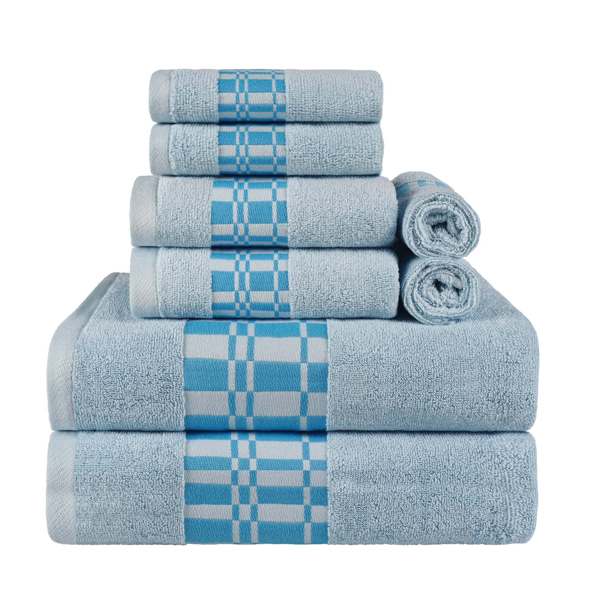 Superior Larissa 8-Piece Cotton Embroidered Towel Set, Light Blue