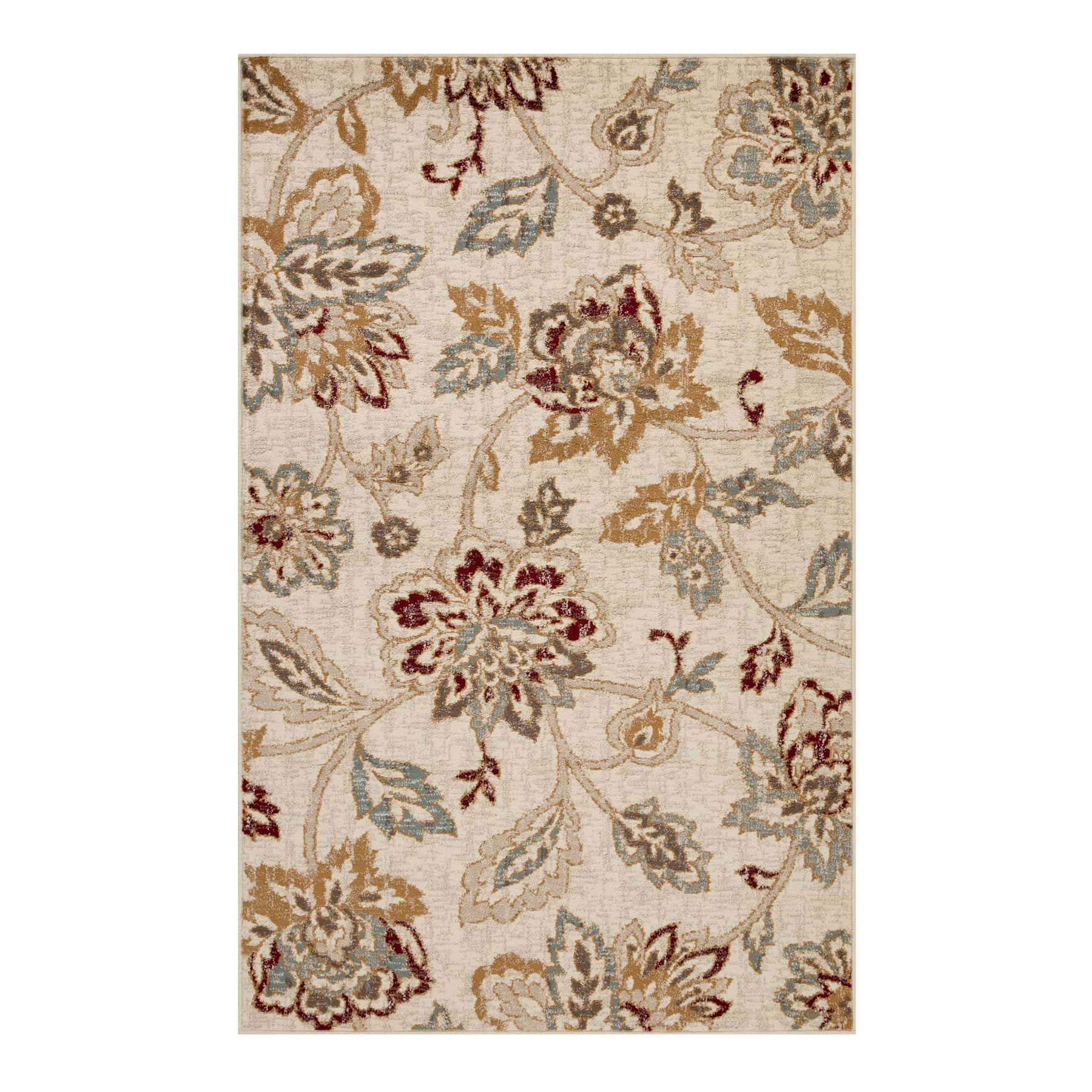 Superior Jacobean Floral Indoor Area Rug, 4' x 6', Deep Royal
