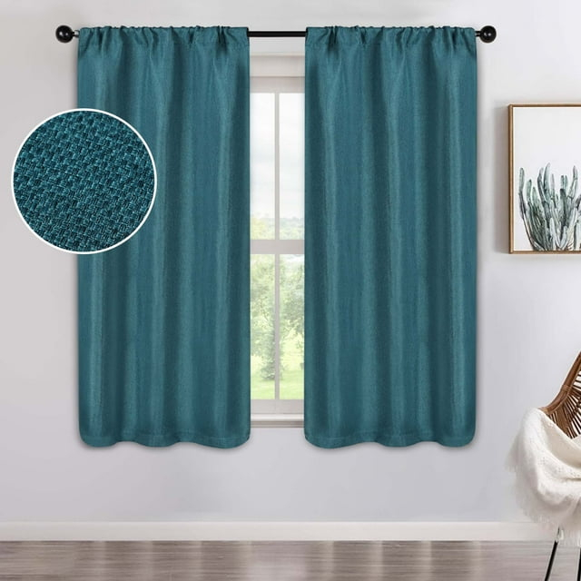 Superior Jaxon Blackout Curtains, Rod Pocket, Set of 2, 26" x 63", Deep Sea