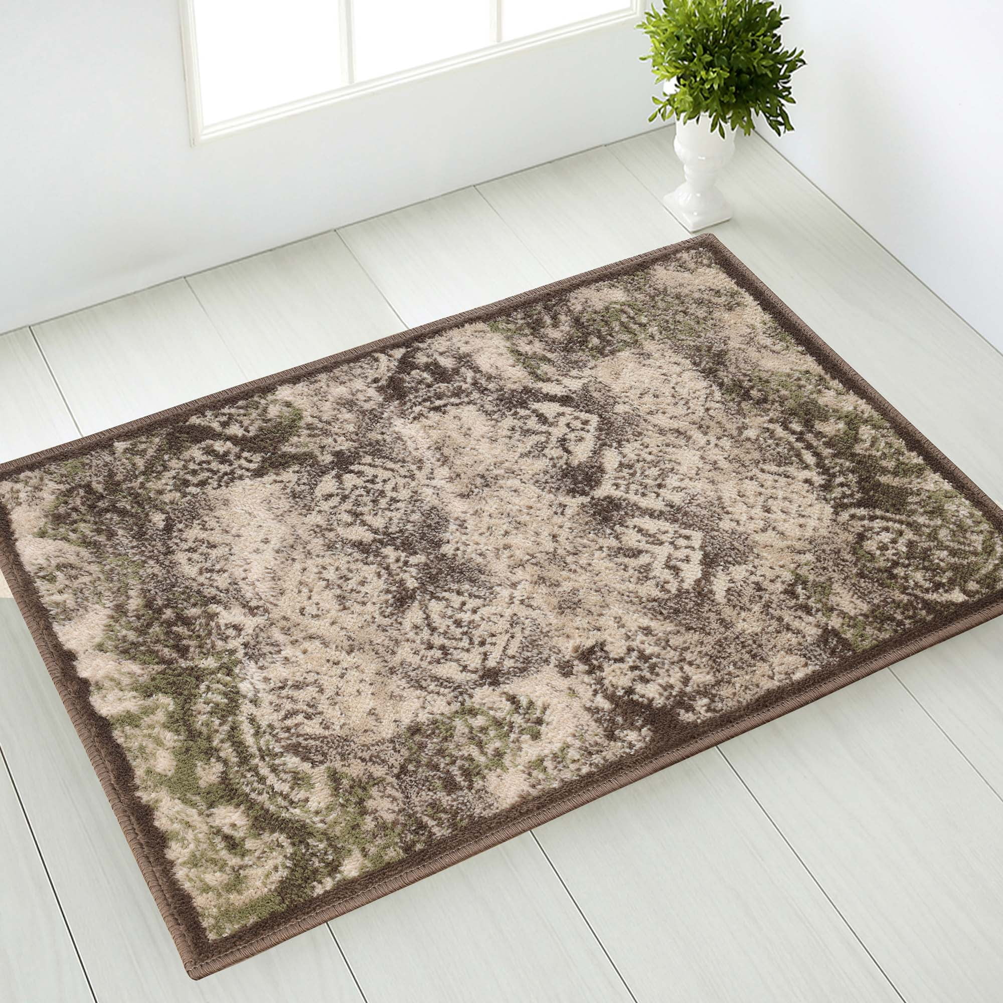 Superior Mystique 2' x 3' Indoor Area Rug, Modern Damask Rugs For Living Room Bedroom, Brown
