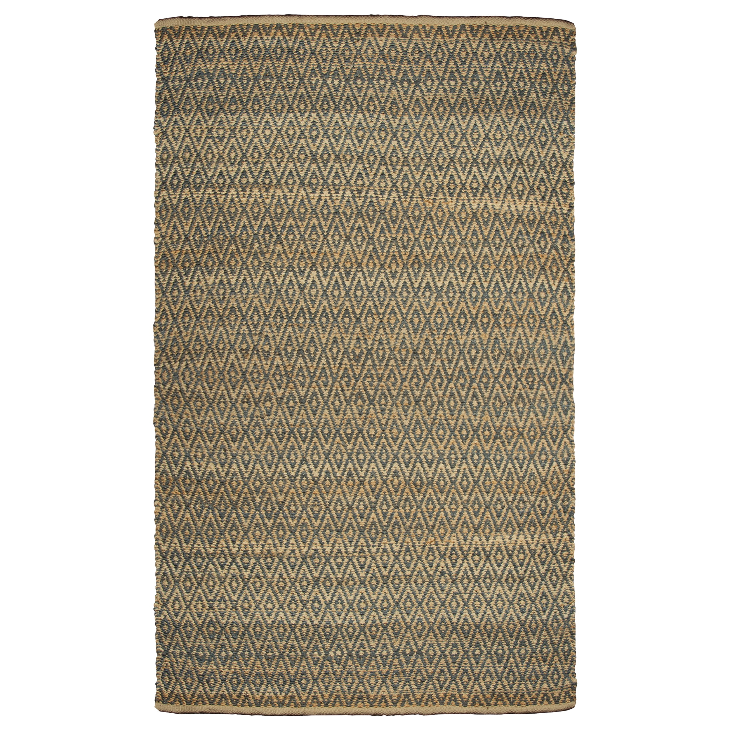 Superior Natural Diamond Collection Hand Woven Jute Rug - Blue