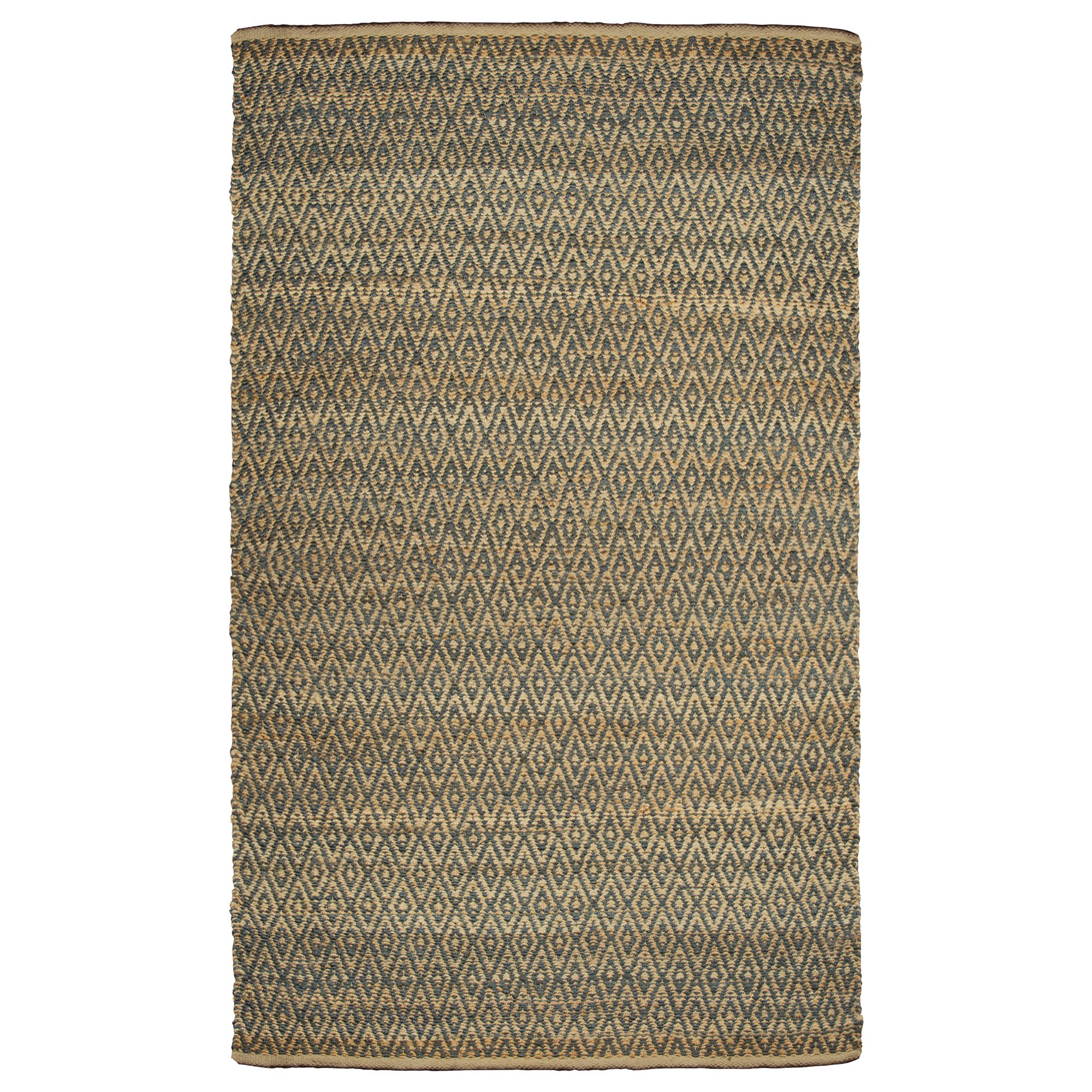 Superior Natural Diamond Collection Hand Woven Jute Rug - Blue