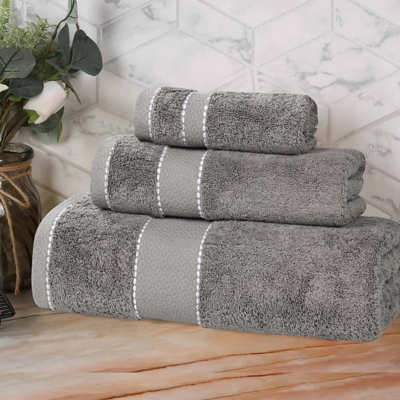 Superior Niles Egypt Produced Giza Cotton 3 Piece Towel Set, Charcoal