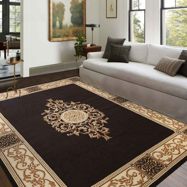 Superior Oversized Medallion Indoor Area Rug, 12' x 15', Coffee