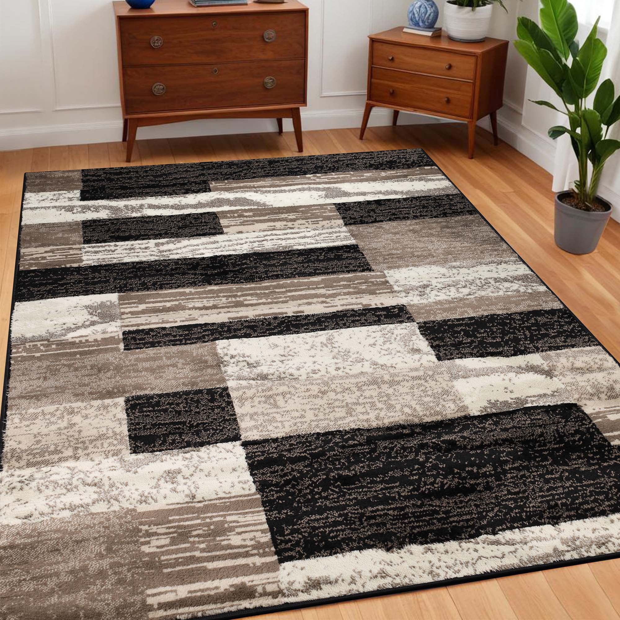 Superior Rockwood Geometric Indoor Area Rug, 5' x 8', Chocolate